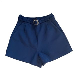 Blue Belted High Waisted Lined Shorts - Size Small